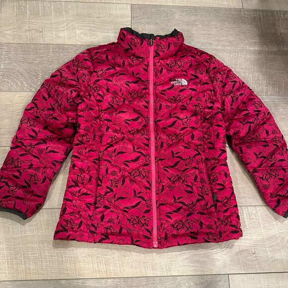 THE NORTH FACE GIRLS ROSE RED PUFFER JACKET COAT LARGE 14/16